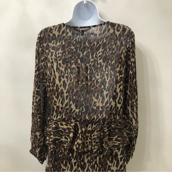 Walter Baker Adam Dress Size 4 Brown Tan Leopard Animal Print Elastic Waist - Picture 5 of 16